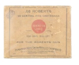 UNBELIEVEABLY RARE BOX OF UMC 58 ROBERTS AMMUNITION FOR THE MONT STORM CONVERSION AND REMINGTON ROLL