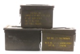 LOT OF THREE: AMMO CANS OF 750 ROUNDS OF 9MM FMJ, 850 ROUNDS OF .45 ACP, 119 ROUNDS OF BLANK 5.56MM