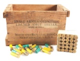 LOT OF SEVERAL SHOTGUN SHELLS IN WOODEN CRATE.