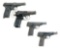 (C) LOT OF FOUR: FRENCH MAB, CZ MODEL 83, AND TWO WALTHER MODEL 4 SEMI AUTOMATIC PISTOLS.