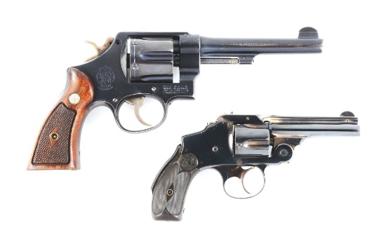 (A+C) LOT OF TWO: SMITH AND WESSON 1950 HAND EJECTOR SMITH AND .38 HAMMERLESS "LEMONSQUEEZER".