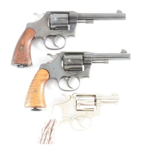 (C) LOT OF THREE REVOLVERS: COLT 1917 .45 ACP, COLT NEW SERVICE .45 COLT, AND SMITH & WESSON VICTORY