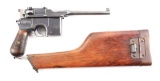 (C) MAUSER C96 BROOMHANDLE SEMI-AUTOMATIC PISTOL WITH SHOULDER STOCK.