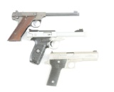 (M) LOT OF THREE SEMI AUTOMATIC PISTOLS: HIGH STANDARD MODEL A .22 LR, SMITH & WESSON SW22 VICTORY .
