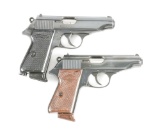 (C) LOT OF TWO: TWO WALTHER PP SEMI AUTOMATIC PISTOLS.