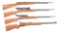 (C) LOT OF FOUR: REMINGTON AND MOSSBERG SEMI AUTOMATIC RIFLES, 2 WITH SCOPES.