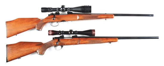 (M) LOT OF TWO: SAKO VIXEN / RIIHIMAKI BOLT ACTION RIFLES WITH SCOPES.