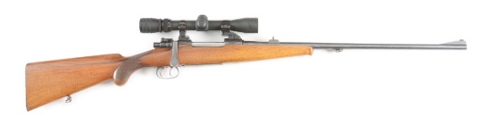 (C) FERLACH MAUSER BOLT ACTION RIFLE WITH SCOPE.