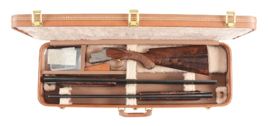 (M) IMPRESSIVE SPECIAL ORDER VRANCKEN ENGRAVED 410 BORE TWO BARREL SET BROWNING SUPERPOSED WITH CASE