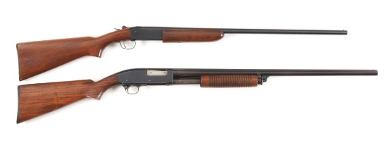 (C) LOT OF 2: WINCHESTER AND REMINGTON SHOTGUNS.