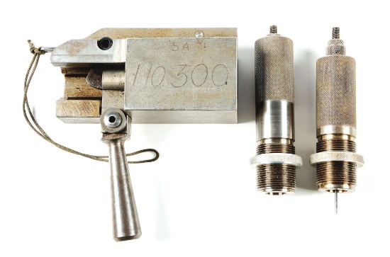 (C) LOT OF THREE: SPRINGFIELD ACCURACY TESTING ACTION AND RELOADING DIES.