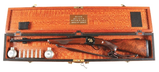 (M) CASED & ENGRAVED CUSTOM RUGER MODEL NO. 3A 200TH ANNIVERSARY COMMEMORATIVE SINGLE SHOT RIFLE.