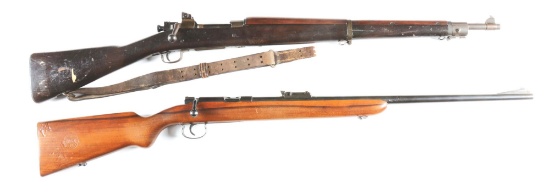 (C) LOT OF TWO: REMINGTON 03-A3 AND MAUSER BANNER .22 BOLT ACTION RIFLES.
