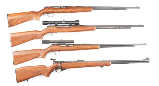 (C) LOT OF FOUR: REMINGTON AND MOSSBERG SEMI AUTOMATIC RIFLES, 2 WITH SCOPES.