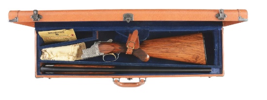 (C) RARE EARLY BROWNING SUPERPOSED GRADE 5 20 BORE SHOTGUN WITH CASE.