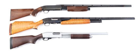 (M) LOT OF THREE: BROWNING, WINCHESTER, & REMINGTON PUMP ACTION SHOTGUNS.