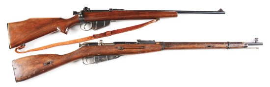 (C) LOT OF TWO: LEE ENFIELD SMLE MK III AND TULA ARSENAL MOSIN NAGANT 91/30 BOLT ACTION RIFLES.
