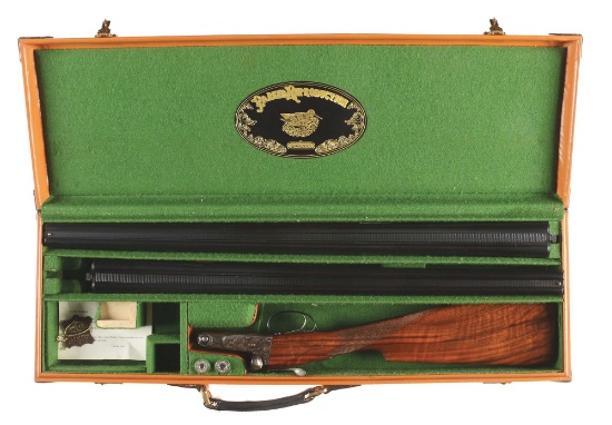 (C) PARKER REPRODUCTIONS DHE GRADE TWO BARREL SET 20 BORE SIDE BY SIDE SHOTGUN WITH CASE.