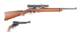 (M) LOT OF TWO: RUGER MODEL 44 CARBINE IN .44 MAGNUM AND A RUGER BLACKHAWK IN .357 MAGNUM.
