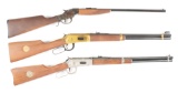 (C+M) LOT OF 3 LEVER ACTION RIFLES IN CORRECT ORIGINAL BOXES.