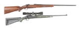 (M) LOT OF TWO: RUGER M77 IN .220 SWIFT AND RUGER M77/22 IN .22 LR BOLT ACTION RIFLES.