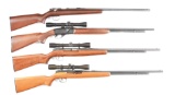 (M+C) LOT OF 4 REMINGTON RIMFIRE RIFLES, 3 WITH SCOPES.