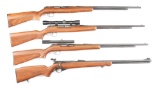 (C) LOT OF FOUR: REMINGTON AND MOSSBERG SEMI AUTOMATIC RIFLES, 2 WITH SCOPES.