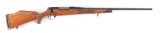 (C)GERMAN WEATHERBY MK V BOLT ACTION RIFLE 1961 WITH BOX AND TEST TARGET.
