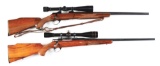(M) LOT OF TWO: SAKO AND BROWNING BOLT ACTION RIFLES WITH SCOPES.