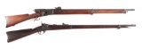 (A) LOT OF 2: SWISS VETTERLI BOLT ACTION RIFLE AND US SPRINGFIELD MODEL 1873 TRAPDOOR SINGLE SHOT RI