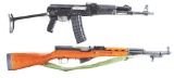 (M) LOT OF 2 CHINESE SEMI-AUTOMATIC RIFLES: 84S .223 AK47 & TYPE 56 SKS.