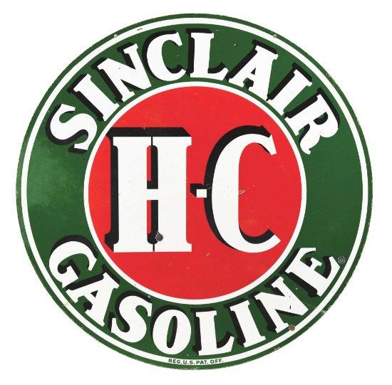 SINCLAIR HC GASOLINE PORCELAIN SIGN.