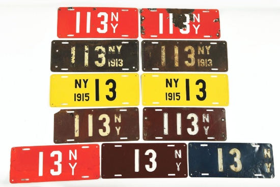 GROUP OF EARLY NEW YORK LICENSE PLATES.