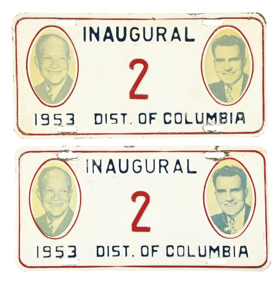 PAIR OF 1953 PRESIDENTIAL INAUGURATION LICENSE PLATES.