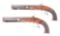 (A) ATTRACTIVE PAIR OF MARGARET PRINCE DUELLING PERCUSSION PISTOLS, IRISH REGISTERED.