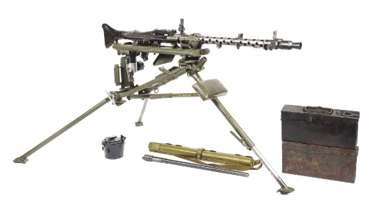 (N) SCARCE EARLY 1938 BERLIN SUHLER-WAFFEN MG-34 MACHINE GUN WITH LAFETTE TRIPOD AND ACCESSORIES (PR