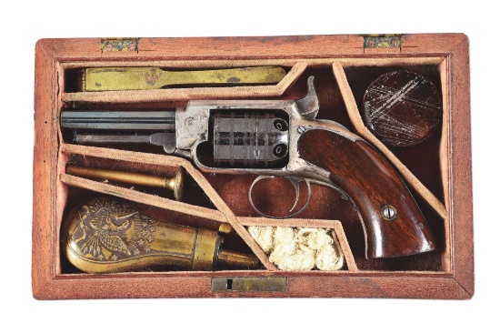 (A) WARNER 1857 .31 POCKET REVOLVER WITH CASE AND ACCESSORIES.