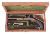(A) HIGHLY ATTRACTIVE PURDEY PERCUSSION HOWDAH PISTOL WITH CASE, ACCESSORIES.