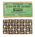 BOX OF WINCHESTER .44 RIMFIRE FLAT CARTRIDGES.