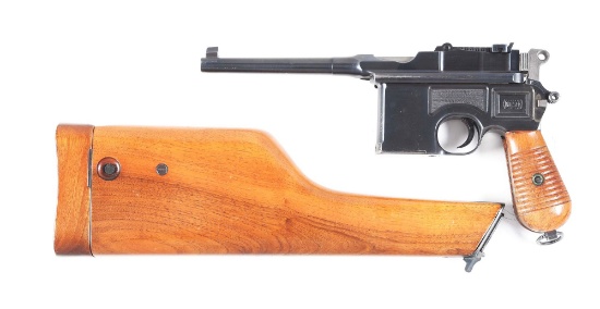 (C) FINE LATE PRODUCTION 1930 COMMERCIAL MAUSER C96 7.63MM SEMI-AUTOMATIC PISTOL WITH STOCK.