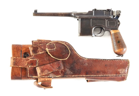 (C) FINE WARTIME COMMERCIAL C-96 MAUSER BROOMHANDLE PISTOL WITH MATCHING STOCK.