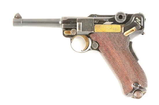 (C) DUTCH M-11 LUGER SEMI-AUTOMATIC PISTOL WITH HOLSTER AND MAG POUCH.