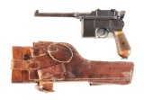 (C) FINE WARTIME COMMERCIAL C-96 MAUSER BROOMHANDLE PISTOL WITH MATCHING STOCK.