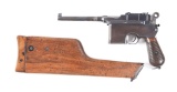 (C) RARE MAUSER C96 LARGE RING FLATSIDE .30 MAUSER SEMI-AUTOMATIC PISTOL, WITH MATCHING STOCK.