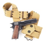 (C) SPRINGFIELD 1911 .45 ACP SEMI-AUTOMATIC PISTOL WITH BELT AND SPARE MAGAZINE.
