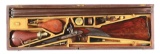 (A) BEAUTIFULLY CASED WESTLEY RICHARDS SIDE BY SIDE MUZZLELOADING PERCUSSION PRESENTATION SHOTGUN WI