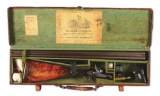 (A) WILLIAM SUMNERS SIDE BY SIDE 12 BORE BAR-IN-WOOD SHOTGUN WITH CASE & ACCESSORIES.