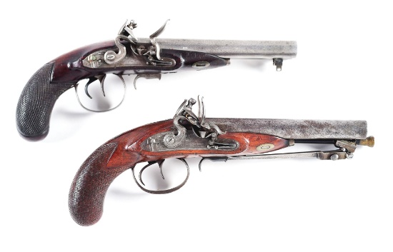 (A) PAIR OF MORTIMER .62 CALIBER HOWDAH PISTOLS.