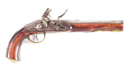 (A) SAMUEL COUTTY US INSPECTED FLINTLOCK MARTIAL PISTOL.