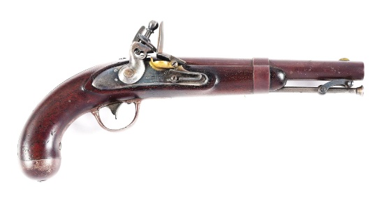 (A) R. JOHNSON 1836/1843 FLINTLOCK PISTOL.